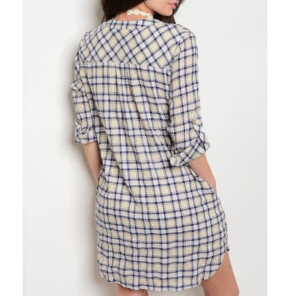 Plaid Button-up Shirt Dress - Picture 2 of 2